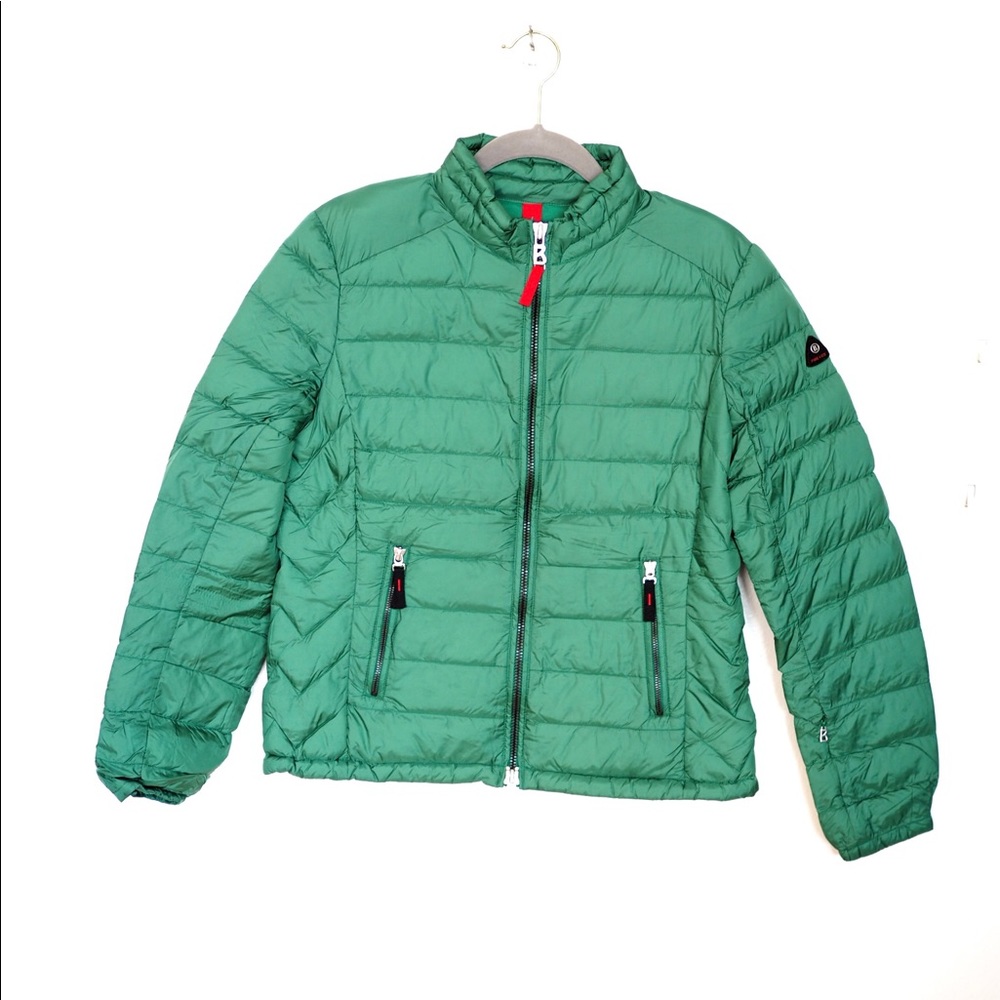 Fire + Ice Individual BOGNER 600Goose Down Hooded Ski Jacket packable green Sz 8